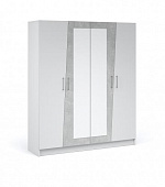 Шкаф Антария 4-х дверный без зеркал (Белый жемчуг/Ателье светлый)
